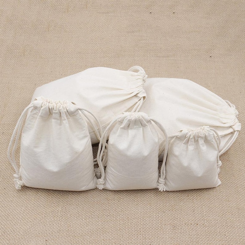 Organic Cotton Bags. 100% Organic Cotton Double Drawstring Premium Quality Bags. Great For Packaging and Storage. Select Size and Quantity. image 3