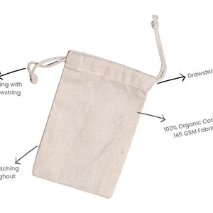 Organic Cotton Bags. 100% Organic Cotton Double Drawstring Premium Quality Bags. Great For Packaging and Storage. Select Size and Quantity. image 7