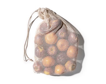 BigBagsCo - 17x11 inch milieuvriendelijke herbruikbare mesh-productenzakken - biologische katoenen zakken voor duurzame voedselopslag en boodschappen doen