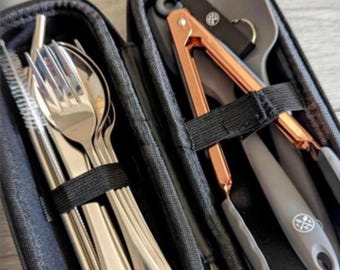 Family Camping Cooking & Cutlery Kit – 4-Person Portable Outdoor Set | Perfect Christmas Gift for Families, Campers + Van Life Adventures