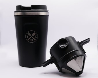 Portable Coffee Filter Mug – Travel Coffee Maker | Perfect Christmas Gift for Coffee Lovers, Campers, Hikers + Outdoor Lovers + Workers