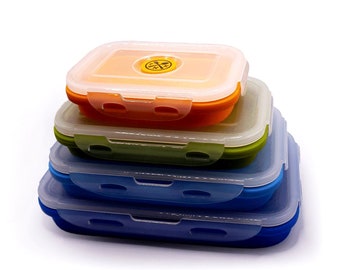 Collapsible Silicone Food Containers – Foldable Camping Tupperware | Perfect Christmas Gift for Campers, Van Life, Hikers + Outdoor Lovers