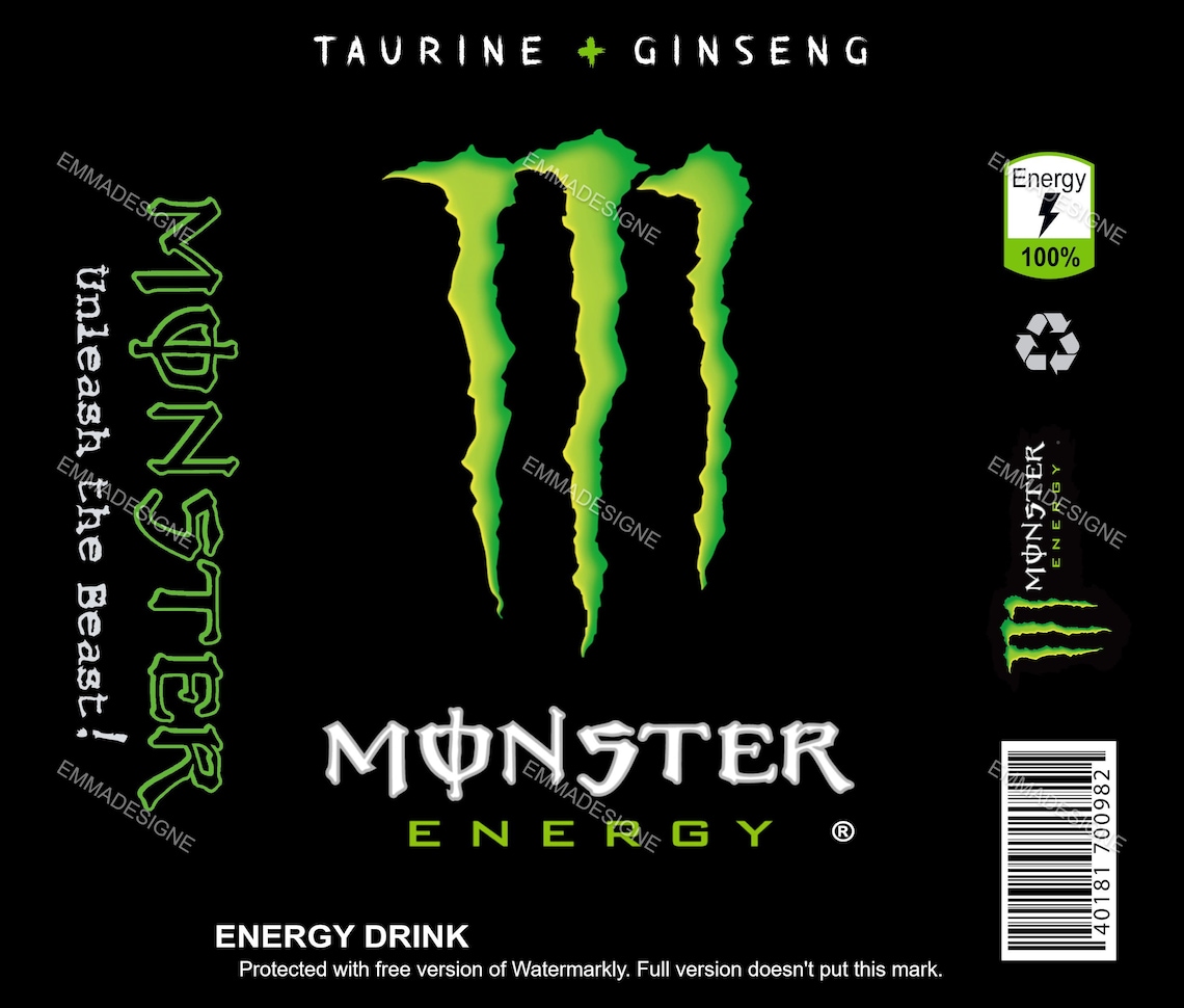 Monster Energy Drink PNG Design 20 oz sublimation Etsy
