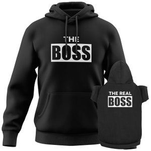 Funny Matching Dog And Owner Outfit Sweater - The Boss The Real Boss Pet & Owner Matching Hoodie Sweatshirt Cute Dog Clothes