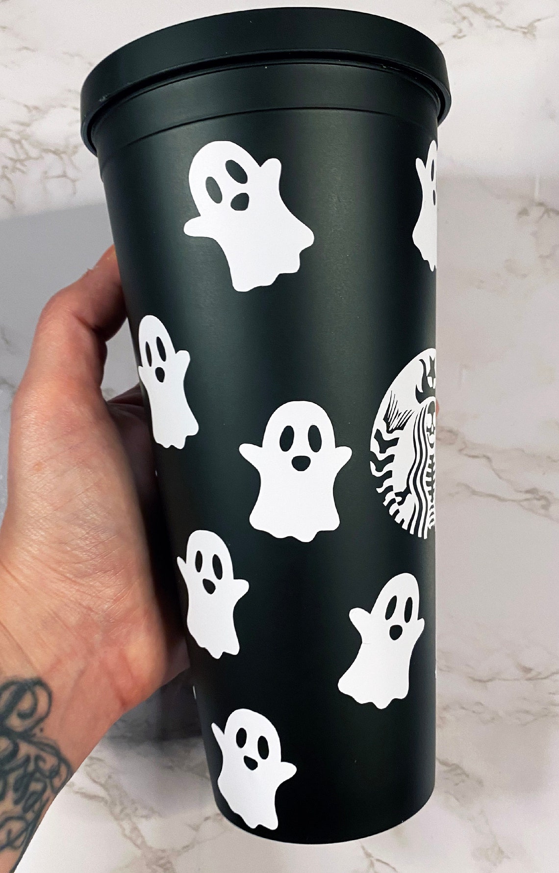 Starbucks Ghost Tumbler White Gold Ghost Matte Black Tumbler Etsy