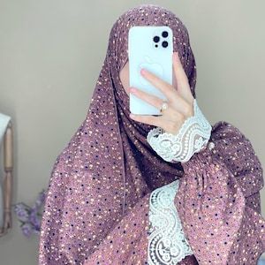 Luxury One-Piece Prayer Dress with Attached Hijab | Modest Muslim Abaya & Jilbab | Elegant Prayer Gown | Gift for Her