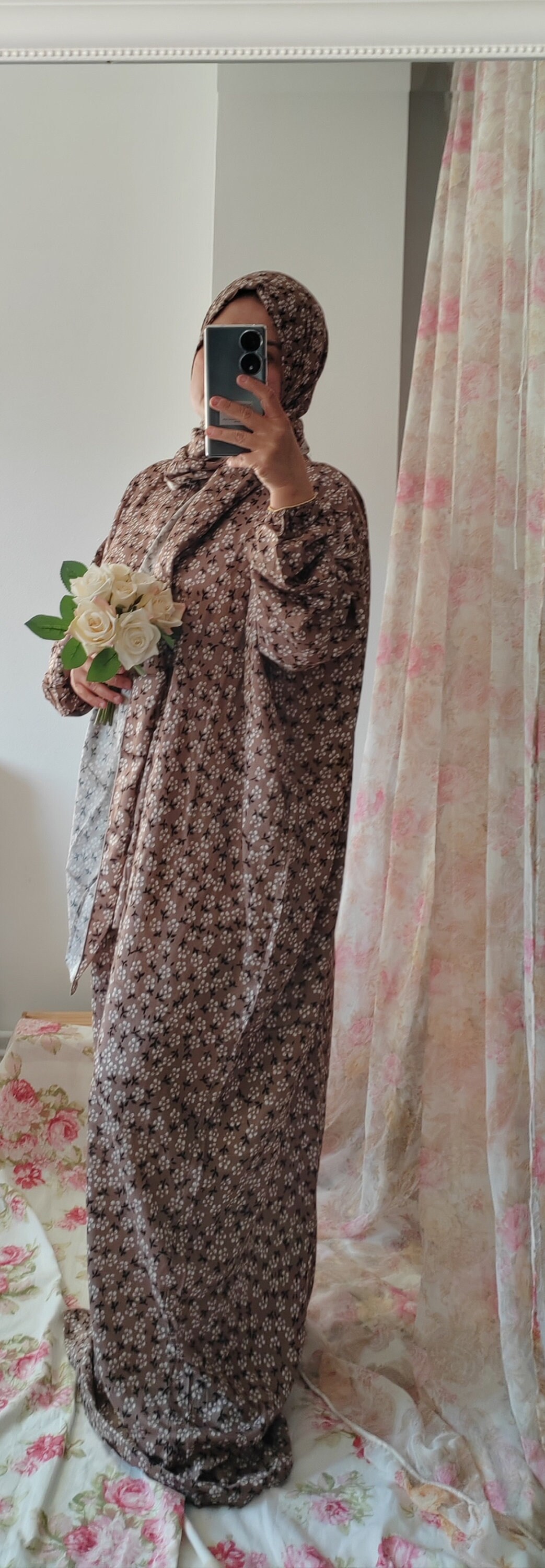 one piece prayer dress cotton Islamic Women's Simplicity One Piece Prayer Dress With Attached Hijab