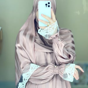 Luxury One-Piece Prayer Dress with Attached Hijab | Modest Muslim Abaya & Jilbab | Elegant Prayer Gown | Gift for Her
