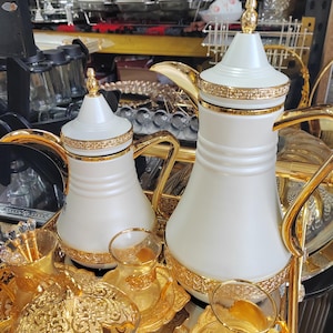 Thermos-Set im orientalischen Stil: Kaffeekanne mit Glas ausgekleidet, 1L & 700ml