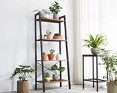 Rustic 4-Tier Shelves Plant Stand Ladder Bookshelf Industrial Bookcase