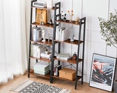Ladder Bookshelf 4-Tier Rustic Shelves Industrial Bookcase Plant Stand
