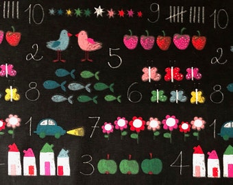 Chalkboard Kids Math 100% Cotton Fabric, by the Half Metre