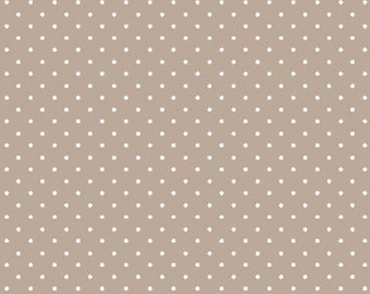 Small Polka Dot Fabric, Sand, Beige, 100% Cotton by the Half Metre