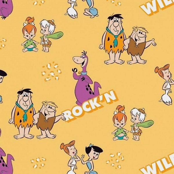 The Flintstones Licensed Cotton Fabric, Sold by the Half Metre