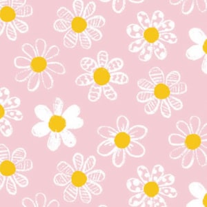 Daisies Fabric, Spring Flowers, 100% Cotton, Sold by the Half Metre