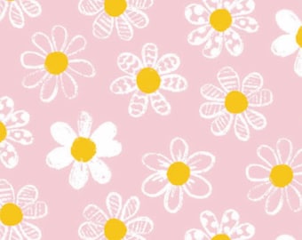 Daisies Fabric, Spring Flowers, 100% Cotton, Sold by the Half Metre