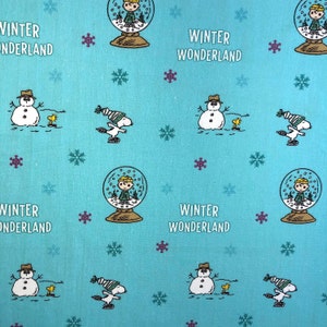 Snoopy Winter Wonderland, Oeko-Tex, 100% Cotton Fabric by the Half Metre