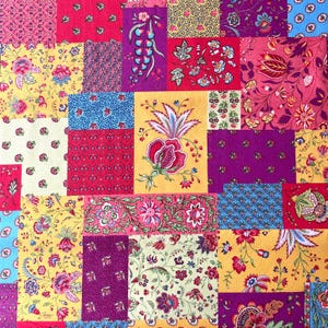 Floral Patchwork Fabric, Spring Flowers, 100% Cotton, Sold by the Half Metre