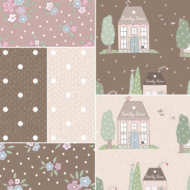 Cute Cottage Fabric, Cozy Village, Houses Fabric, 100% Cotton Sold by the Half Metre image 2