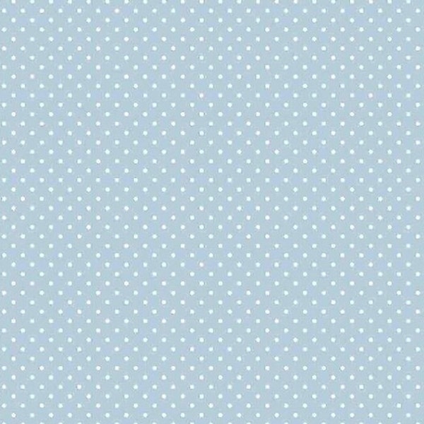 Tejido de algodón de lunares pequeños de color azul claro y blanco, vendido por medio metro