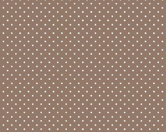 Light Brown Small Polka Dot Fabric, 100% Cotton by the Half Metre