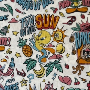 Bugs Bunny, Tweety Bird, Wile E Coyote, Looney Tunes Licensed Fabric, Sold by the Half Metre