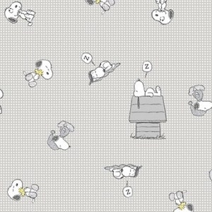 Snoopy in Pajamas, Snoopy Drowsy, 100% Cotton Fabric, Sold by the Half Metre