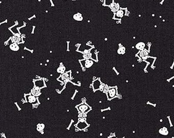 Halloween Skeletons Fabric, Riley Blake Tiny Treaters, 100% Cotton, Sold By the Half Metre