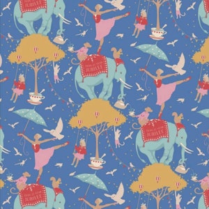 Tilda Jubilee Collection, Circus Life Blue, 100553, Sold by the Half Metre