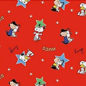 Snoopy Hapiness is... Hug a Puppy, 100% Cotton Fabric Sold by the half metre