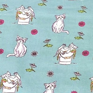 Cats Fabric, Relaxing Cats, 100% Cotton, Sold by the Half Metre