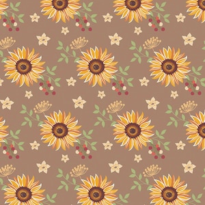 Sunflowers 100% Cotton Fabric by the Half Metre