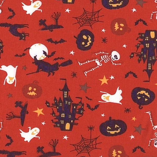 Halloween Spooky Fabric, 100% Cotton Fabric by the Half Metre