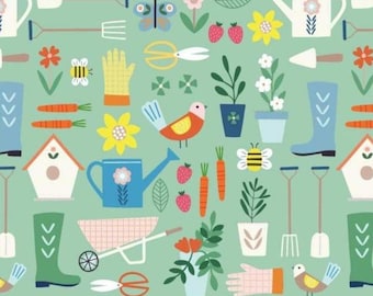 Gardening Fabric, Spring, Hobbies, 100% Cotton, Sold by the Half Metre