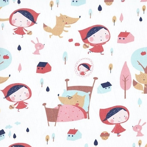 Little Red Riding Hood Fabric, Digital Printed 100% Cotton, Sold by the Half Metre