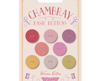 Tilda Chambray Basic Buttons, Warm Colors, 16mm, Set of 8