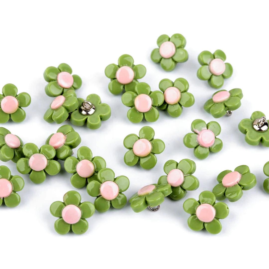 10 Flower Shaped Buttons, Floral Embellishments, 15mm Buttons - Etsy
