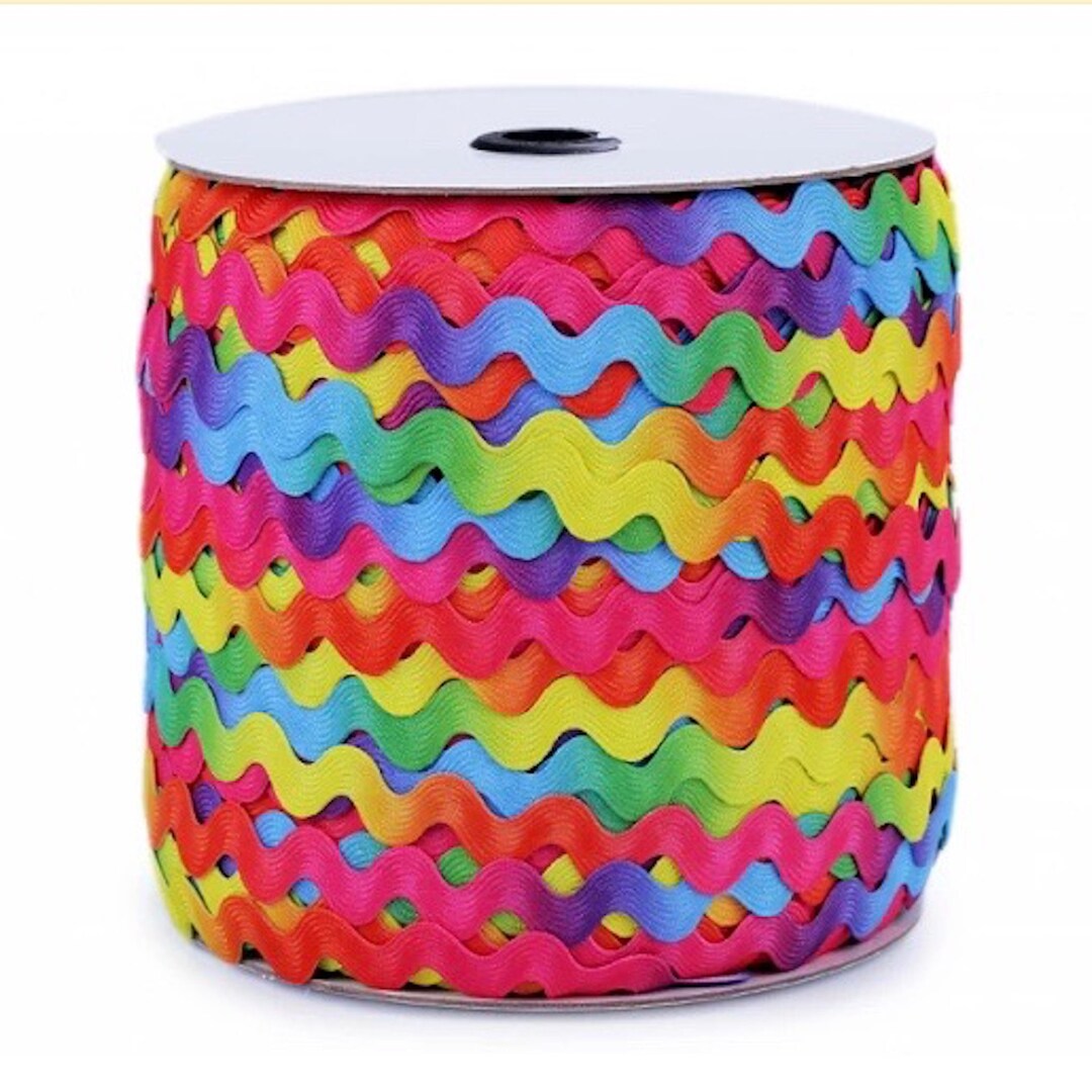 10mm Width Rainbow Ric Rac Ribbon, Multicolour Zig Zag Trimming, Sold ...