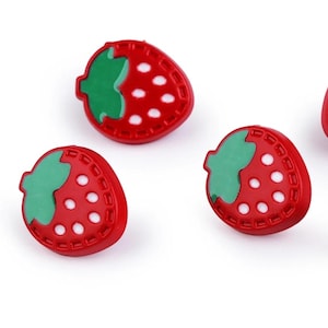 Strawberry Buttons, Pack of 10, Cute Red Buttons, Shank buttons, Sewing Supply