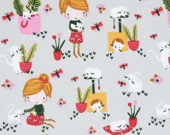 Cute Little Girls Fabric, 100% Cotton, Sold by the Half Metre