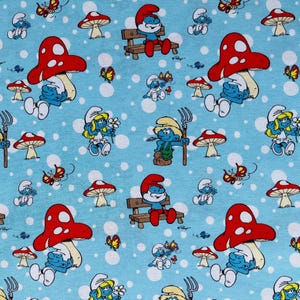 The Smurfs Cartoon Fabric, 100% Cotton, Sold by the Half Metre