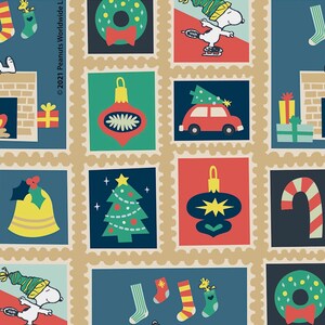 Snoopy Christmas 100% Cotton Fabric, Sold by the Half Metre