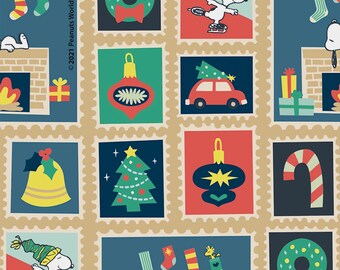 Snoopy Christmas 100% Cotton Fabric, Sold by the Half Metre