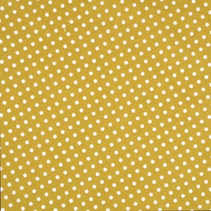 White Polka Dots on Yellow Fabric, 100% Quilting Cotton, Sold by the Half Metre