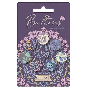 Tilda 16mm Fabric Covered Buttons, Sanctuary Collection, Set of 8, 400067
