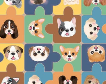 Adorable Puppy Dogs Fabric, Dachshund, Poodle, Yorkie, 100% Cotton, Sold by the Half Metre