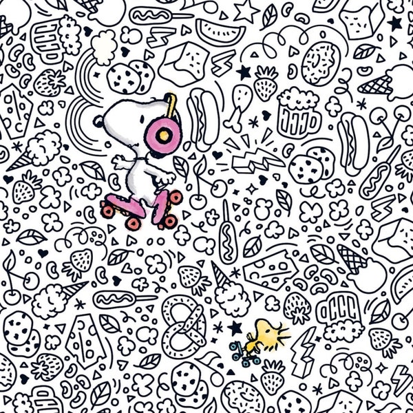 Snoopy and Woodstock Roller Skating, 100% Cotton Fabric, LAST PIECE 44 x 150cm