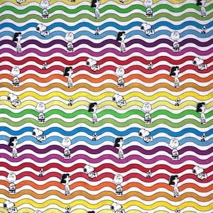 Snoopy Rainbow Cotton Fabric, By the Half Metre