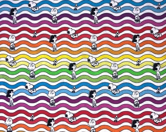 Snoopy Rainbow Cotton Fabric, Last Piece 36 x 150cm
