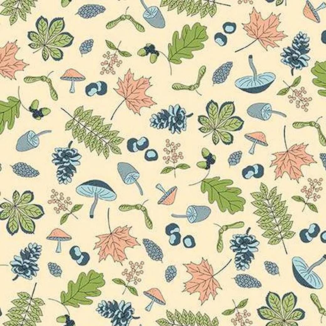 Liberty Fabric, Woodland Walk Collection, Woodland Forage, Misty Morning, Premium Cotton, Sold by the Half Metre